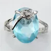 JEADYRRIR JADE Pierścień Wholeby Blue Cyrronia Flower Srebrny Pierścień Kryształowy Kryształ #7 8 9 309e