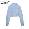 Women's Two Piece Pants WXIBEI Fashion Women Set 2023 Summer Short Long Sleeve Denim Jacket Casual Wild Straight High Waist Jeans Two-piece