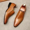 Bout pointu hommes chaussures habillées de luxe en cuir véritable 2023 été nouveau sans lacet noir mariage mocassins sociaux chaussures d'affaires décontractées