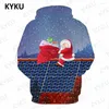 Sudaderas con capucha de los hombres Sudadera con capucha de Navidad 3d Hombres Santa Claus Impreso Skull Print Hat Sudadera Lantern Hooded Casual