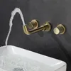 Robinet de salle de bain or brossé robinet de lavabo en laiton froid et chaud mitigeur évier mitigeur mural robinet d'eau