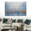 Landscape Canvas Abstract Art Boats Hand Painted Artwork Romantic House Decor