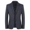 Abiti da uomo Casual Slim Fit Single Western Coat Fashion Plaid Business Formal Suit