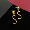 Letter Pendant Earrings 18k Gold Plated Eardrops Women Stainless Steal Simple Vintage Stylish Eardrops Luxury Brand Designer Headdress