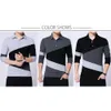 Camisetas masculinas BROWON Autumn Fashion Plus Size 5XL Mens T Shirt wi Gola Color Patchwork tshirt Manga Longa Tshirt Men Cloes 2023 J230721