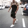 Conjuntos de chándales para hombre Ropa de calle Conjunto de camiseta para hombre Verano Playa Lujo Impresión en 3D Hombres Chándal Ropa de gran tamaño Camiseta Pantalones cortos Trajes l230720