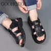 Genuine Outer Designer Hook Leather Summer and Loop Cowhide Slippers Soft Sole Men's Casual Sandals Non Slip 2 90 Sals