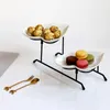 Plates 2 Tier Serving Stand Fruit Rack Cookie Tray Snack Display For Dessert Appetizer Fruits