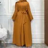 Etnische Kleding Vrouwen Open Abaya Kaftan Dubai Turkije 2 Stuk Moslim's Set Luxe Islam Gewaad Afrikaanse Jurk Kimono Marokko Kleding Kaftan Mode 230720