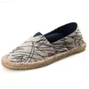 Dress Shoes Unisex Chinese Style Canvas Sewing Slip-Ons Summer Daily Round Toe Breathable Straw Weaving Round Toe Flats Wide Fitting 45 35 L230721