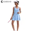 Basic Casual Jurken CUGOAO Vrouwen Sport Tennis Jurk Zachte Hoge Elasticiteit Golf Jurk Sneldrogende Fitness Shorts 2 stks Set Vrouwelijke Badminton Sportkleding 230720