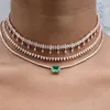 Bröllopsengagemang Iced Out Bling Women Choker Chain Marquise Cubic Zirconia CZ Sparking Tennis Necklace Chokers239L