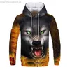 Heren Hoodies Sweatshirts Y2K Lente en Herfst Mannen Junior Wolf Hoodie 3D Dierenpatroon Sweatshirt Vrouwen Mode Harajuku Oversized Capuchon L230721