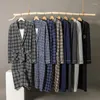 Men's Sleepwear Spring Autumn Plaid Bathrobe Men Sleep Top Kimono Robes For Male Full Pure Cotton Long Bath Robe Bride Dressing Gown M-4XL