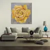 Nowoczesny ręcznie malowany abstrakcyjny płótno sztuka żółta róża malarstwo oleżyce dekoracje domu do sypialni