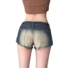 Jeans de mujer Sexy Super Short Low Rise Rivet Patchwork Summer Shorts con cinturón Moda coreana Mujer Pantalones casuales Y2k
