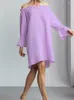 Ropa de dormir para mujer NHKDSASA, camisones finos de algodón de otoño para mujer, vestido de noche de manga larga, traje morado suelto, ropa de dormir para mujer