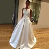 High Quality Satin Wedding Dress A Line Backless Sweep Train Long Elegant Bridal Dresses 2019 Custom Made Cheap Wedding Gowns206o