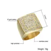 HIP Hop IP Gold Filled Titanium Stainless Steel Micro Pave Rhinestone Iced Out Bling Big Square Rings for Men Jewelry253r