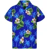 Blusas femininas funky camisa havaiana blusa bolso frontal folhas flores palma impressão lapela botão para cima roupas femininas para o verão 2023