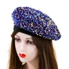 Baretten Vrouwen Herfst Winter Baret Voor Party Lady Bling Veelzijdige Beanie Lente Warm Houden Gebreide Muts Stage Performance Cap Groothandel