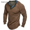 Men's T-Shirts Plus Size 3xl Mens Patchwork Tshirts 2023 America Europe Fashion Tops Men Long Sleeves Pullovers Casual Ruched Shirt Cloing J230721