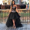 Sexig älskling Black Girls Homecoming Cocktail Dresses Rhinestones Hi-Lo Lace Up Backless Sweet 16 Evening Party Dresses Sleevele253L