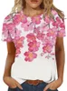 여자 티셔츠 패션 플로럴 3D 프린트 Tshirts 여름 짧은 소매 티 가와이 꽃 그래픽 T 셔츠 느슨한 대형 의류 230720