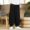 Men's Pants Chinoiserie Summer Large Martial Arts Training Wide Leg Loose Bloomers Cotton Linen Clothes for Men 230720