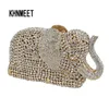 Avondtassen mode est luxe kristal diamant olifant tas luxe Indiase strass rhinestones metaal zink legering bruids feest portemonnee SC487 230720