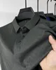 Polos Masculinos High End Ice Silk Respirável T-shirt de Manga Curta Masculino Lapelas Tendência de Verão Pólo Xadrez Roupas da Moda e Casuais