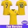 Fans toppar Tees 2023 Rumänien National Team Mens Soccer Jerseys Alibec Stanciu Home Yellow Football Shirts Uniforms T230720