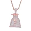 ICED OUT CZ BLING DOLLAR TEKEN GELDZAK HANGER KETTING HEREN Micro Pave Zirconia GOUD ZILVER ROSE GOUD Necklace238c