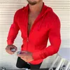 Camisas casuais masculinas 2023 primavera verão homens camisa com capuz casual zíper fino jumper tops para homens emenda pontos moda roupas de manga comprida streetwear l230721