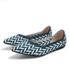 Dress Shoes Lady Knitting Striped Flats Pointy Toe Wide Fitting 43-34 Daily Comfortable Shoes For Tender Feet Mixed Colors 2022 New Arrivals L230721