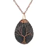 Wire wrap Colorful Lava Stone Tree of life Necklaces DIY Aromatherapy Essential Oil Diffuser Necklace For Women Jewelry