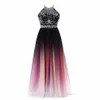 2022 Najnowsze seksowne suknie wieczorowe gradientu kantaru z długim szyfonem Ombre Prezenta