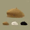 Basker ohmmayby ​​2023 mode svart elegant basker vår sommar solskade andningsbar tunn dekoration kupol konstnär cap hatt för kvinnor