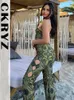 Kvinnor Tvåbitar byxor Ladies Tie Dye Print Y2K 2 Pieces ärmlös Backless Lace Up Halter Crop Top and Pants Matching Set for Women Summer Streetwear 230720