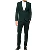 Slim Fit Klassiek Donkergroen herenpak voor bruiloft 2-delige trouwkostuums Custom Made Bruidsjonkers Smokings Mannen Suits268Z