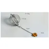 Heart Crystal Stone Mesh Tea Strainers With Chain Stainless Steel Tea Infuser Spice Herbal Filter Teaware Accessories