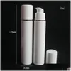 Verpakking Flessen 15Ml 30Ml 50Ml Hoge kwaliteit Witte Airless Pomp Fles Reizen Hervulbare Cosmetische Huidverzorging Crème Dispenser Lotion Co Dh5Sg