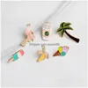 Stift broscher flamingo palm tree banan glass kaffekoka stift brosch set badge kvinnor mode söta stift smycken grossist droppe dhqtf