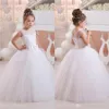 Bling Bling paillettes pizzo fiore ragazze abiti per matrimoni senza maniche con lacci indietro bambini indossa abito bianco per la comunione matrimonio166i