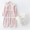 Women's Sleepwear Winter Cashmere Nightgown Women Sweet Pink Doll Collar Nightdress Bathrobe Gown Thick Coral Fleece Girl Home Dress