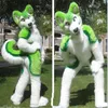 2019 fábrica nova fursuit verde husky fantasia de mascote de pelúcia tamanho adulto trajes de festa de natal de halloween 215i