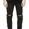 Slim fit rippade jeans män hi-street mens oroliga denim joggers knähål tvättade förstörda jeans plus s265n