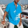 Men's Casual Shirts men's shirt Hawaiian shirt coconut color graphic imprint blue men's beach short sleeve button shirt T blood S5XL summer 230720