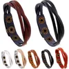 2017 New Vintage Snap Braceter Men Men Adactable Leather Rap Bracetet