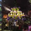 قلادة مصابيح موضوع مطعم بلورة محاكاة الورد النبات الضوء رومانسي حفل زفاف قاعة الديكور الثريا